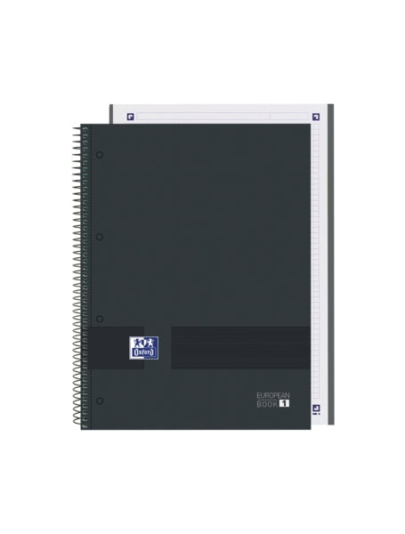 Oxford & You A4+ Europeanbook - Tapa Extradura Resistente - Cuadricula 5x5 - 80 Hojas - Color Negro - Cantidad: 5