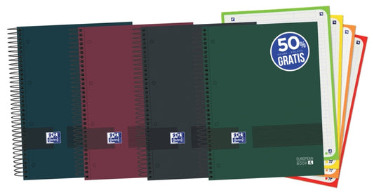 Oxford & You Cuaderno A5+ Tapa Extradura Europeanbook - 120 Hojas - Cuadricula 5x5 - Colores Surtidos - Cantidad: 5
