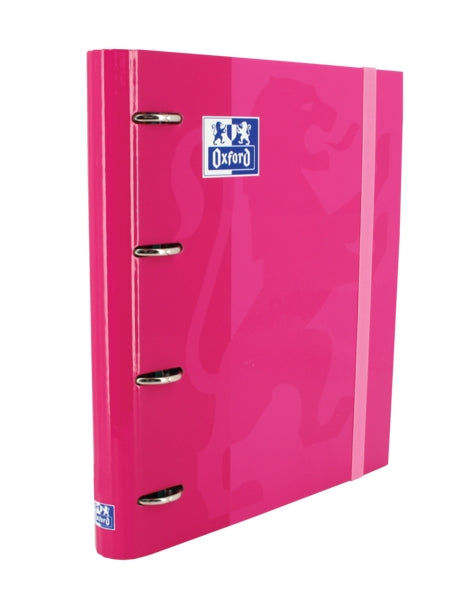 Oxford Europeanbinder Classic A4+ Carpeta de Anillas con Recambio Cuadricula 5x5 - Tapa Extradura - Cierre con Goma Elastica - Color Fucsia