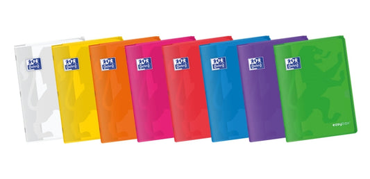 Oxford Easybook A4 Libreta Grapada - Tapa de Plastico Resistente - 48 Hojas con Margen - Cuadricula 4x4 - Colores Surtidos - Cantidad: 10
