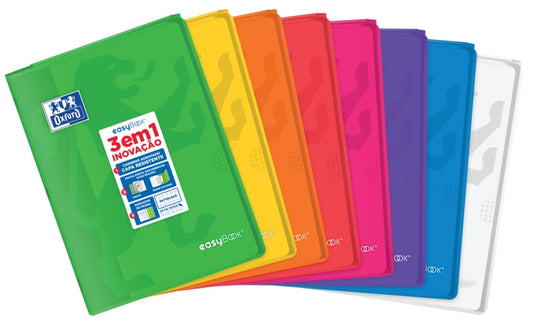 Oxford Easybook A4 Libreta Grapada - Tapa de Plastico Resistente - Cuadricula 5x5 con 2 Margenes - 48 Hojas de Papel de Alta Calidad - Colores Surtidos - Cantidad: 10