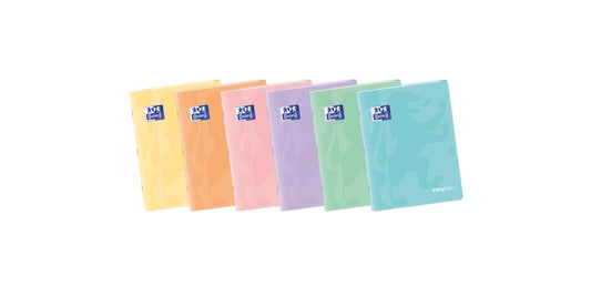 Oxford Easybook A5 Libreta Grapada - Tapa de Plastico Resistente - 48 Hojas con Margen - Diseño Pastel 4x4 - Ideal para Tomar Apuntes y Organizar tus Ideas - Cantidad: 10