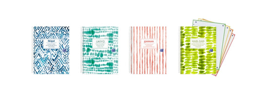 Oxford Japandi A5+ Europeanbook 4 Tapa Extradura - Cuaderno con 120 Hojas - Tamaño A5+ - 4 Modelos Diferentes - Cantidad: 5