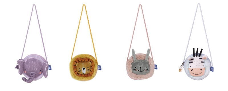 Oxford Kids Bolsito Infantil de Tacto Suave Peluche - Ideal para Niños Pequeños - Diseño de 4 Animalitos - Textura Suave y Agradable - Colores Surtidos - Cantidad: 8