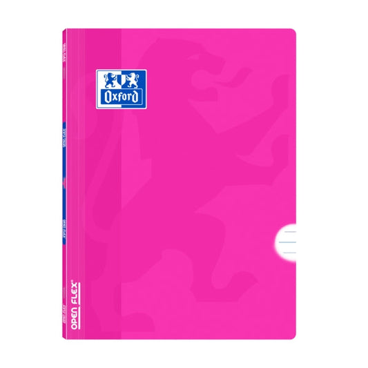 Oxford Libreta Grapada Openflex A4 - Tapa de Plastico Resistente - Grapada para Mayor Durabilidad - 1 Linea con Margen para Escribir Ordenadamente - 48 Hojas de Papel de Alta Calidad - Color Fucsia - Cantidad: 10