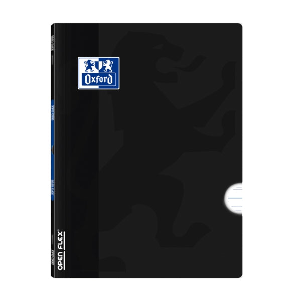 Oxford Libreta Grapada Openflex A4 - Tapa de Plastico Resistente - Grapada para Mayor Durabilidad - Pauta 3.5 con Margen para Escribir Ordenadamente - 48 Hojas de Alta Calidad - Color Negro - Cantidad: 10