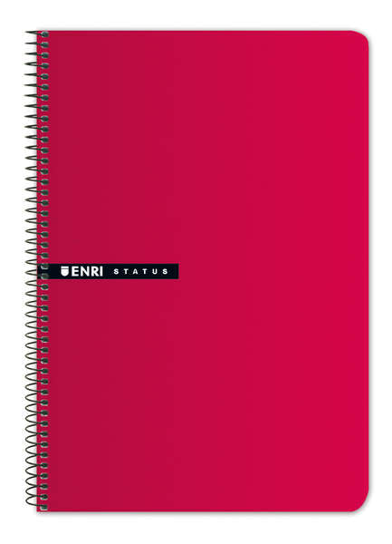 Enri Status 4º Tapa Dura Cuaderno Espiral 4x4 con Margen 100 Hojas Rojo - Cuaderno de Tapa Dura - Cuadriculado 4x4 con Margen - 100 Hojas de Alta Calidad - Color Rojo
