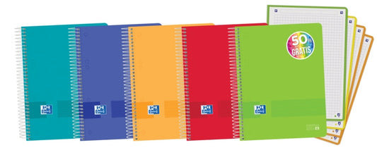 Oxford Live & Go A5+ Europeanbook - Tapa de Plastico - 120 Hojas - Colores Surtidos - Cantidad: 5