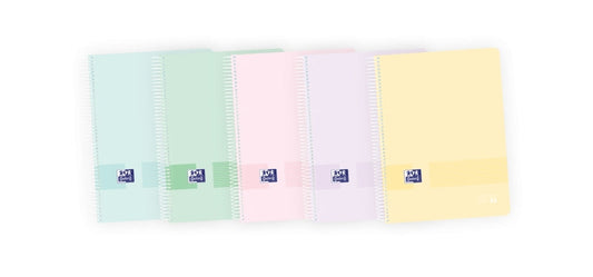 Oxford Live & Go Europeanbook A4+ - Tapa de Plastico - 8 Colores Pastel - 160 Hojas - Organizacion y Estilo en un Solo Producto - Cantidad: 5
