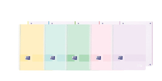 Oxford Live&Go Europeanbook 1 Tapa de Plastico A4+ 5x5 - 80 Hojas - Colores Surtidos - Cantidad: 5