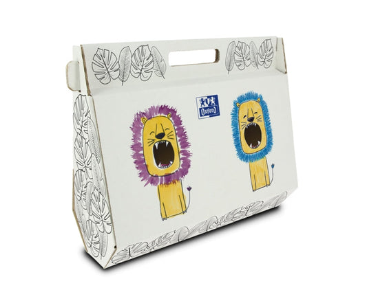 Oxford Lote Kids Pintura Caja Pintable - Incluye Bloc de Dibujo y Pintura - Estuche Kangoo - Tempera