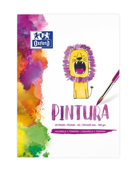 Oxford Pintura Infantil/Ocio Bloc Encolado A3 - Tapa Blanda/Contratapa Rigida - 20 Hojas - 180gr - Cantidad: 5