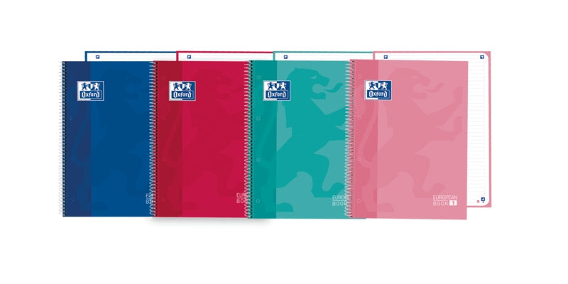 Oxford School Classic A5+ Europeanbook - Tapa Extradura - 80 Hojas - Colores Surtidos - Cantidad: 5