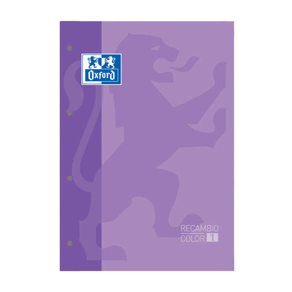 Oxford School Classic Cuaderno de Recambio - Tamaño A4 - Tapa Blanda - Encolado - Cuadricula 5x5 - 80 Hojas - Color Malva - Cantidad: 5