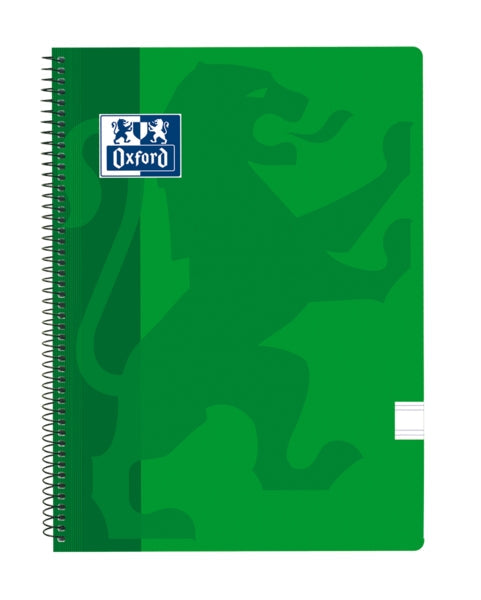 Oxford School Classic Cuaderno Espiral Tapa de Plastico Folio - Pauta 2.5 con Margen - 80 Hojas - Color Verde - Cantidad: 5