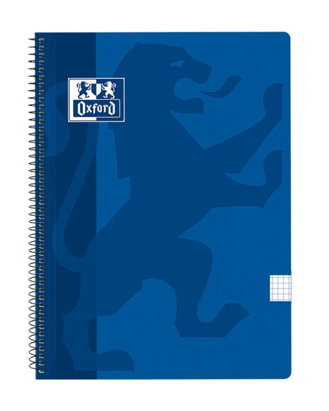Oxford School Classic Cuaderno Espiral Tapa de Plastico Folio 4x4 - 80 Hojas - Margen - Color Azul Marino - Cantidad: 5