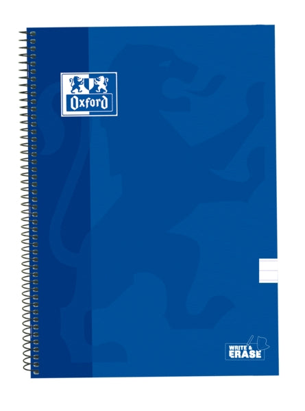 Oxford School Classic Cuaderno Espiral Tapa Extradura Write&Erase - Folio 1 Linea con Margen - 80 Hojas - Color Azul Marino - Cantidad: 5