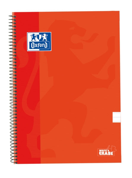 Oxford School Classic Cuaderno Espiral Tapa Extradura Write&Erase - Folio 1 Linea con Margen - 80 Hojas - Color Naranja - Cantidad: 5