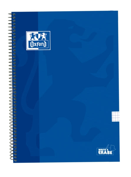 Oxford School Classic Cuaderno Espiral Tapa Extradura Write&Erase - Folio 4x4 con Margen - 80 Hojas - Color Azul Marino - Cantidad: 5