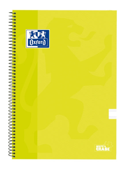 Oxford School Classic Cuaderno Espiral Tapa Extradura Write&Erase - Folio Pauta 2.5mm - 80 Hojas - Color Lima - Cantidad: 5