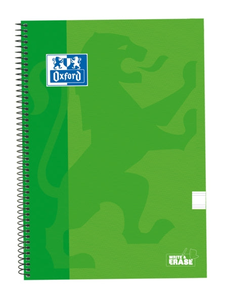 Oxford School Classic Cuaderno Espiral Tapa Extradura Write&Erase - Folio Pauta 2.5mm - 80 Hojas - Color Verde - Cantidad: 5