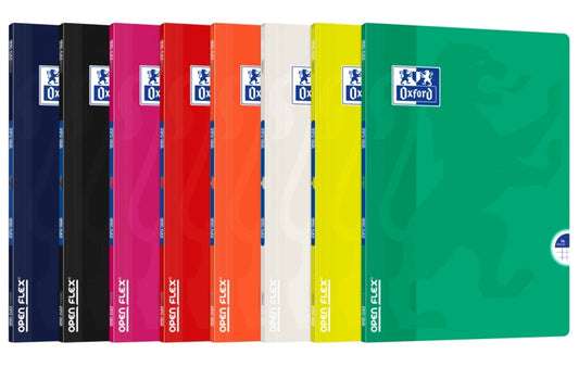 Oxford School Classic Openflex A4 - Tapa de Plastico Resistente - Libreta Grapada 5x5 con Margen - 48 Hojas de Papel de Alta Calidad - Colores Surtidos - Cantidad: 10