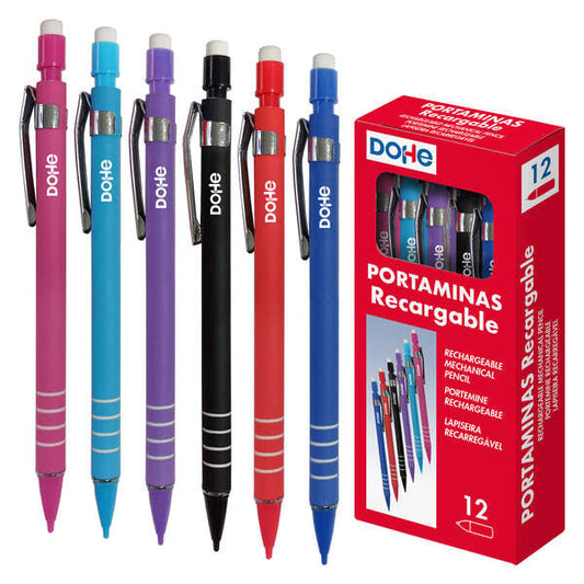 Dohe Portaminas Recargable con Cuerpo de Plastico - Zona Estriada para Agarre - Clip Metalico - Puls