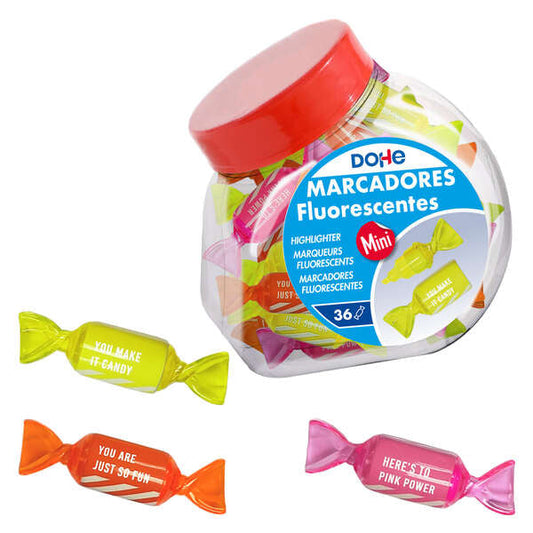 Dohe Candy Bote de 36 Marcadores Fluorescentes - Punta Biselada de 1-4mm - Tinta Extrafluorescente B