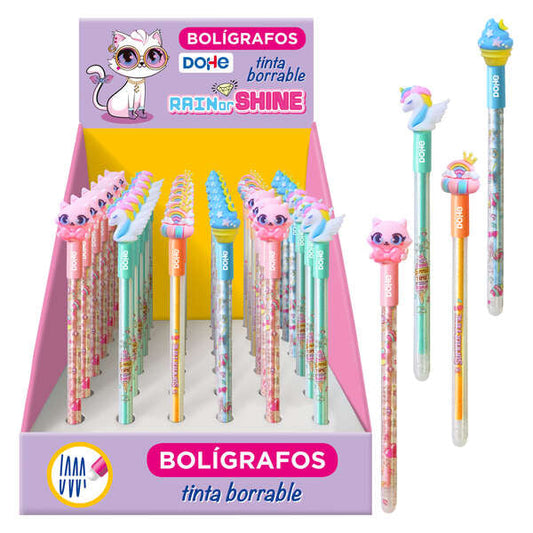 Dohe Rain or Shine Expositor de 36 Boligrafos Borrables - Punta de Bola de 1,0mm y Trazo de 0,5mm -