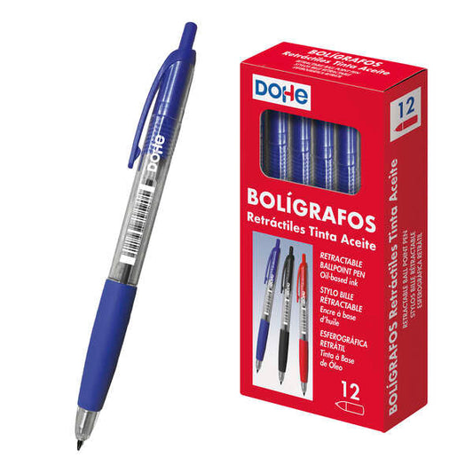 Dohe Boligrafos Retractiles de Tinta a Base de Aceite - Punta Bola de 1mm - Trazo de 0.4mm - Cuerpo
