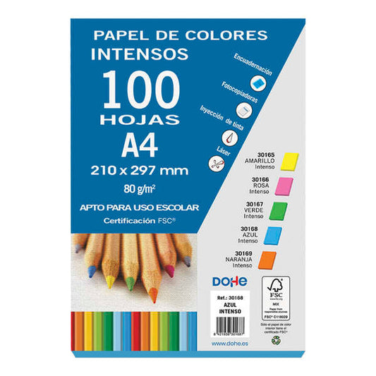 Dohe Papel Multifuncion de 80g - Apto para Fotocopiadoras, Impresoras Laser y Chorro de Tinta - Color Azul