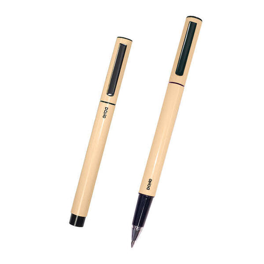 Dohe Boligrafos de Metal Ligero - Cuerpo Ovalado Amarillo - Ergonomicos y Deslizamiento Perfecto - C