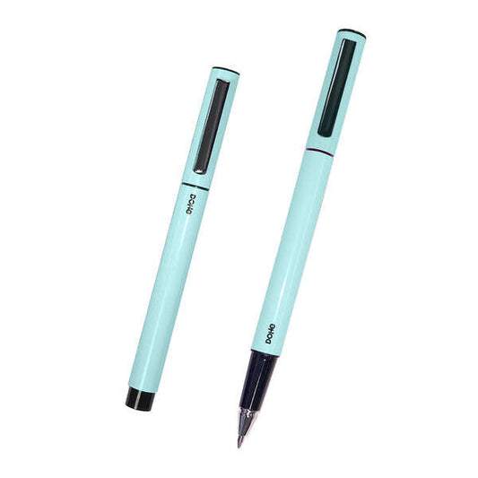 Dohe Boligrafos Elegantes de Aluminio - Cuerpo Ovalado en Verde - Ligeros y Ergonomicos - Capucha co