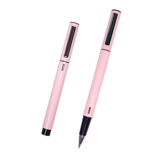 Dohe Boligrafos Elegantes de Metal Ligero - Cuerpo Ovalado en Rosa - Ergonomicos y Deslizamiento Per