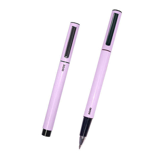 Dohe Boligrafos Elegantes de Metal Ligero - Cuerpo Ovalado Morado Ergonomico - Capucha con Clip - Fa