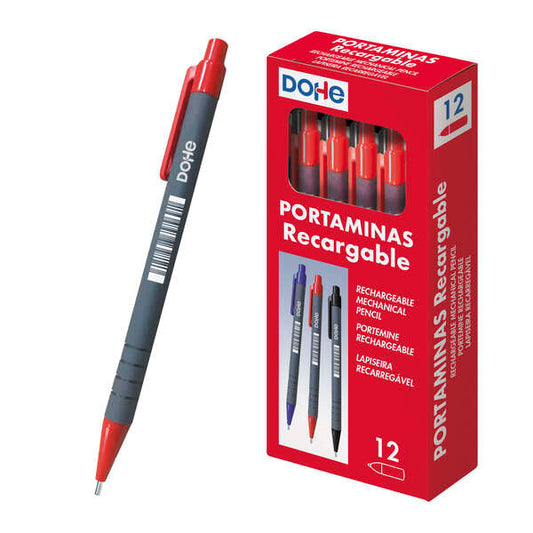Dohe Portaminas Recargable - 0.5mm - Cuerpo de Plastico - Punta Acolchada Metalica - Clip - Goma de