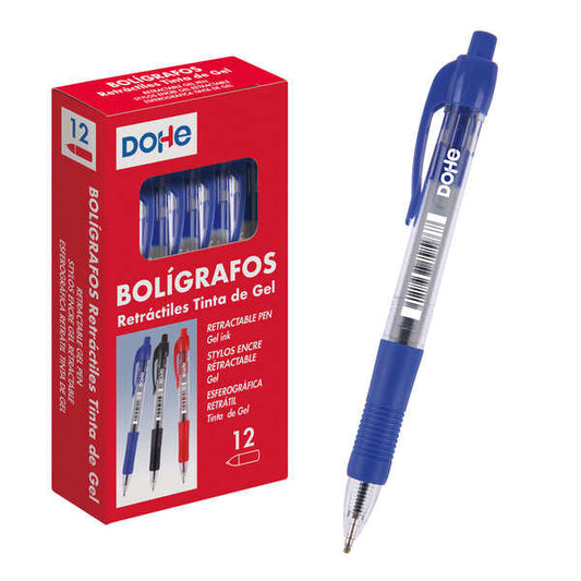 Dohe Boligrafos Retractiles de Tinta de Gel Permanente - Punta Bola de 0.7mm - Trazo de 0.4mm - Resi
