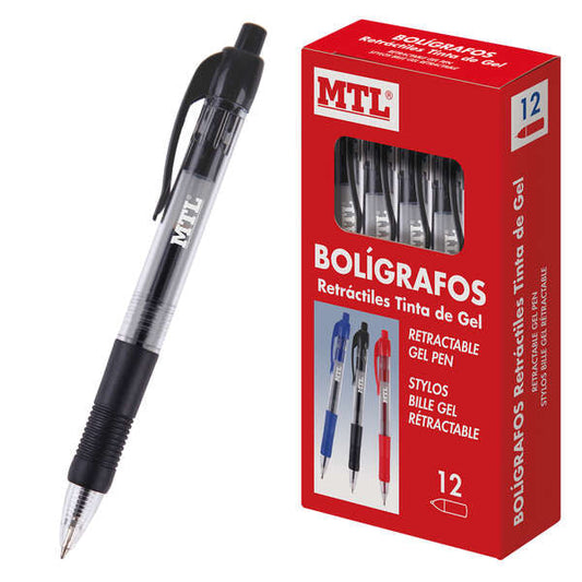 Dohe Boligrafos Retractiles de Tinta de Gel Permanente - Punta de 0.7mm - Trazo de 0.4mm - Resistent