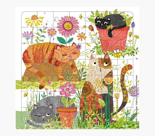 Pictura Tarjeta Puzzle de Gatos - 15.5x15.5cm - 49 Piezas - Tematica Felina - Incluye Sobre Blanco - Certificacion FSC