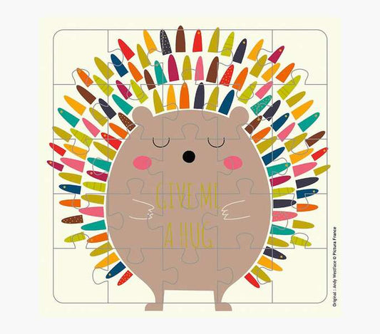 Pictura Tarjeta Puzzle - 25 Piezas - Tematica Erizo - 15.5x15.5cm - Incluye Tarjeta Plegada - Embolsada en Celofan - Incluye Sobre Blanco - Papel con Certificacion FSC