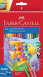 Faber-Castell Classic Colour Acuarelable Pack de 36 Lapices de Colores Hexagonales Acuarelables + Pi