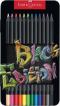 Faber-Castell Black Edition Caja Metalica de 12 Lapices de Colores - Mina Supersuave - Madera Negra
