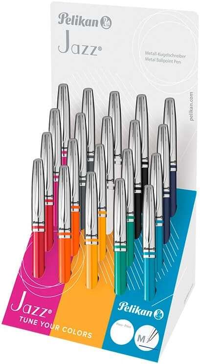 Pelikan Expositor de 20 Boligrafos Jazz "Classic Collection" - Diseño Clasico y Elegante - Tinta de