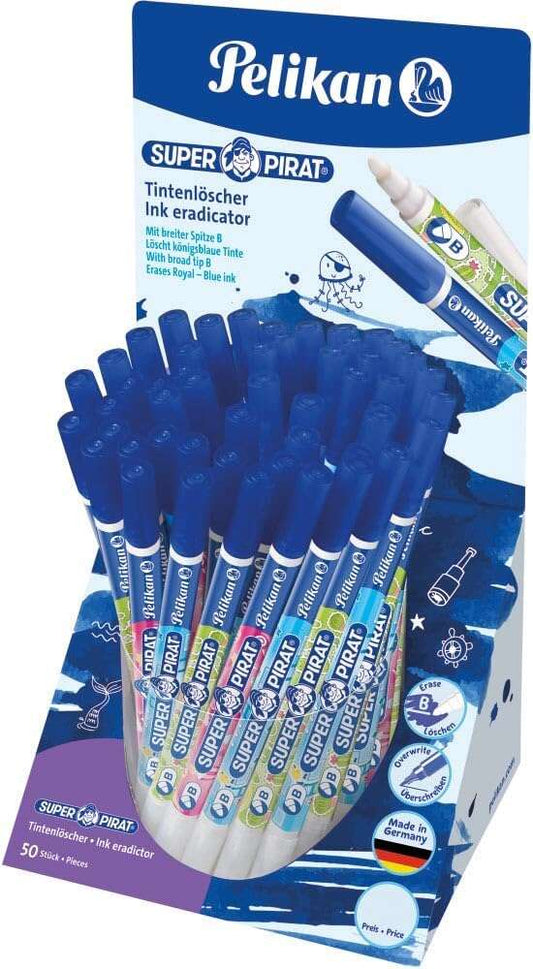 Pelikan Expositor de 50 Boligrafos Super Pirat 850 B - Borratinta de Pluma Estilografica y Roller -