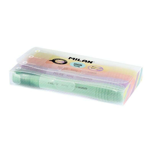 Milan Sway Pack de 4 Marcadores Pastel - Punta Biselada 2 - 4mm - Ideal para Subrayar - Colores Past
