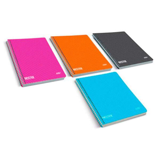 Firmo Cuaderno Espiral A4 Cuadricula 4x4 con Margen 80 Hojas - Tapa Polipropileno - Colores Surtidos - Cantidad: 4