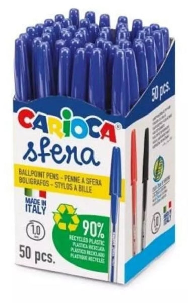 Carioca Sfera Boligrafos - Punta Ø 1mm - Capuchon y Retro del Color de la Tinta - Escritura Super De