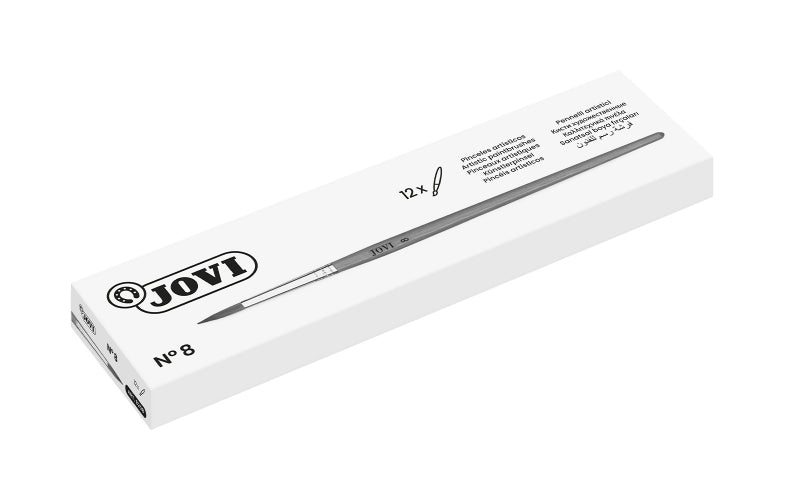 Jovi Pinceles Artisticos Pelo Poney Nº 8 - Pelo Natural - Mango de Madera - Calibre 00 al 12 - Punta