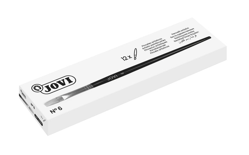 Jovi Pinceles Artisticos Planos Pelo de Cerda Nº 6 - Pelo Natural - Mango de Madera - Punta Plana -