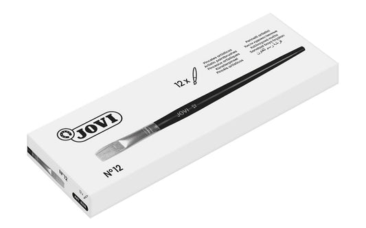 Jovi Pinceles Artisticos Planos Pelo de Cerda Nº 12 - Pelo Natural - Mango de Madera - Punta Plana -